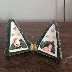 Vintage Mini Resin Christmas Tree 4" with Panorama Scene Inside